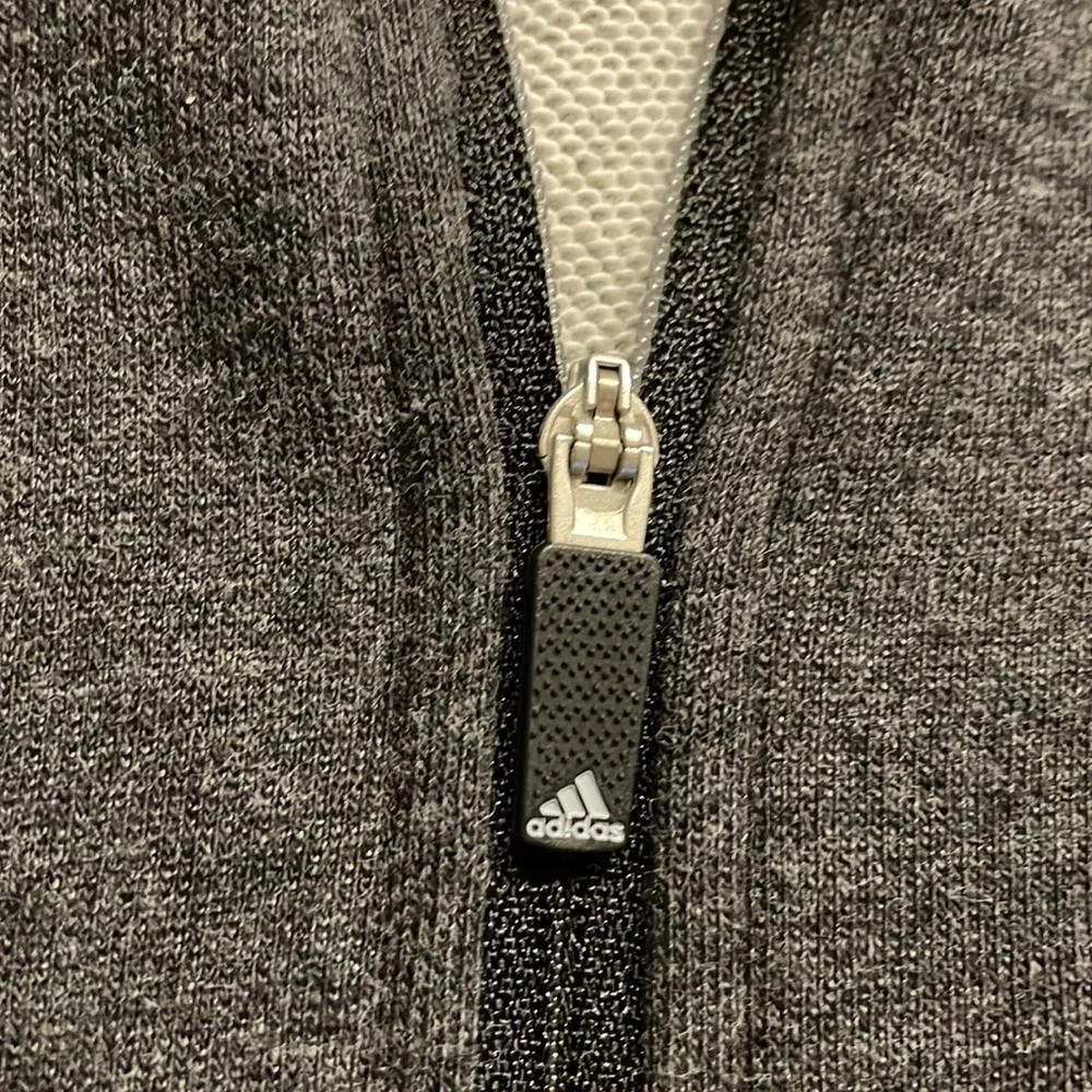 ADIDAS MENS quarter zip pull over sweatshirt / terry inside grey / blk XL